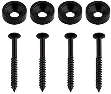 Rubatone Gitarrenhals-Gelenkbuchsen, Gitarrenhals-Gelenkhülsen, Schrauben für E-Gitarre oder Bassgitarre, Zubehör, 4 Stück, mit Schrauben, schwarz.