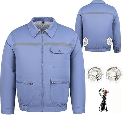 Kuchofuku Air-Conditioned Work Jacket,Fan-Cooled Casual Jacket,Air Conditioning Clothes Cool Work,Outdoor Work Uniform Jacket With Cooling Fans (UK, Alpha, XL, Regular, Regular, Light Blue)