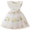 JiAmy Girls' Dresses Flower Embroidery Knit Tulle Toddler Dresses Flying Sleeves Girls Party Dress for Kids 3-4 Years, White Flower