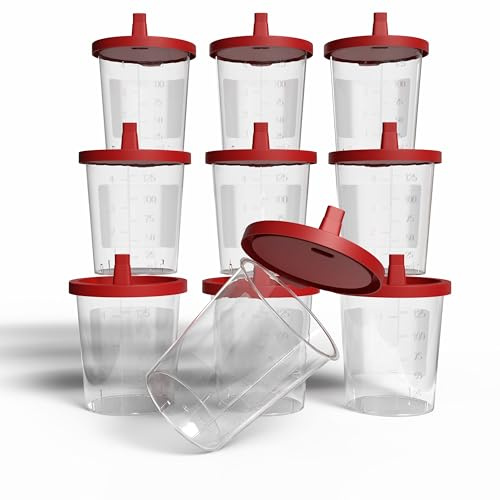 Horn Medical Urinbecher/Probenbecher mit Schnappverschluss 150ml Fassungsvermögen, Maßtabelle bis 125ml/4oz, beschriftbar (10)