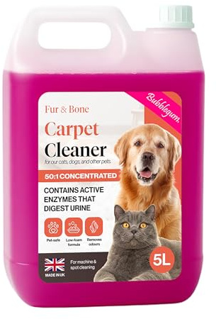 Fur & Bone - 5 Litre Pet Disinfectant – Enzyme Cleaner & Floor Cleaner for Pets, Home, Kennels & Artificial Grass – Cleaning Products for Pet Stains, Cat & Dog Urine, Odours - Bubblegum Fragrance