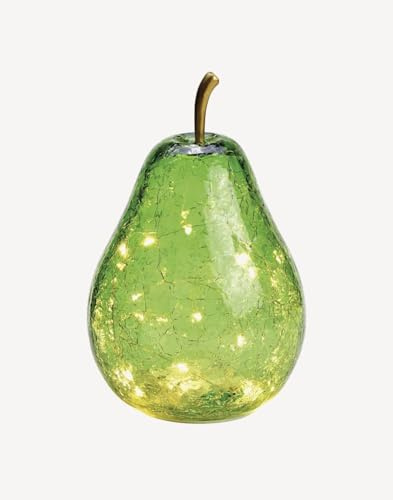 Seyila Home Dekorative Birne aus Glas mit LED, Leuchte mit LED Beleuchtung und Timer, Crackle Effekt Glas, Lampe, Deko