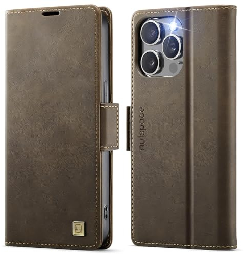 Teeirllim for iPhone 15 Pro Max, Premium Wallet Case Leather Flip Cover, with RFID Blocking Credit Card Holde, Flip Kickstand Protective Shockproof Cover - Coffee