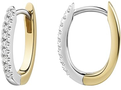 Zeeme Basic Damen Klappcreolen 925/- Sterling Silber 1,5cm Glänzend Zirkonia mehrfarbig 341210029