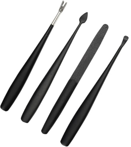 Kit Outils Manucure en Acier Inoxydable Noir 1 Set Compact | Fourchettes pour Peaux Mortes, Précision Soignée, Format Léger, Usage Salon et Maison, Facile à Transporter