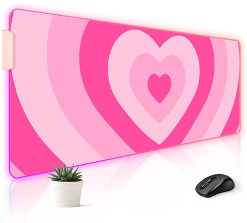 Stanoha Tappetino per mouse RGB LED Tappetino da scrivania da gioco grande tastiera carino desktop computer portatile 8 luci XXL lungo grande estetica design moderno unico donne ragazze gamer oversize