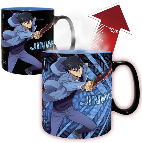 ABYSTYLE Solo Leveling Thermoreagierende Tasse Jinwoo & Igris – Offizielles Produkt – Heat Change Tasse – Keramik – Fassungsvermögen 460 ml