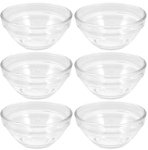HOMSFOU Tazones de Vidrio Transparente para Postres 6 Piezas, Cuencos Pequeños para Pudín de Pascua, Aptos Microondas y Lavavajillas, Recipientes Versátiles para Servir en Cocina y Fiesta