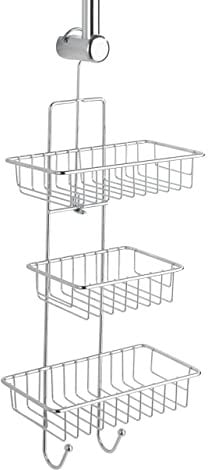 WENKO Duschcaddy Mod. Milano mit 3 Ablagekörben und 2 Haken verchromt ideal für Badezimmer ohne Ablagemöglichkeiten Maße 25 x 62 x 14 cm