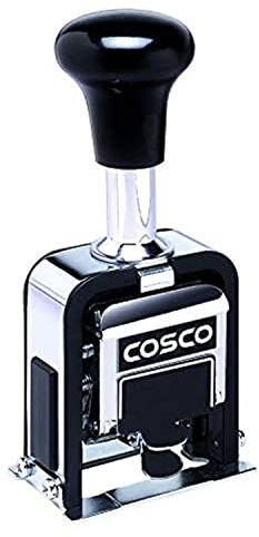 COSCO 2000PLUS Automatic Numbering Machine, 6 Wheels, Self-Inking, Black 0.75 x 0.25