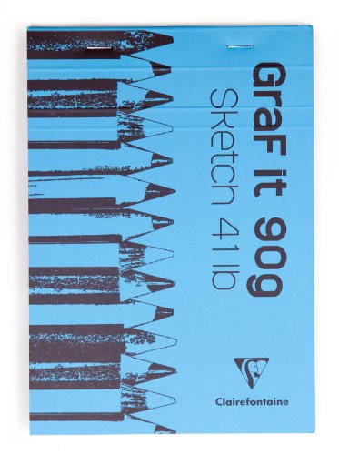 Clairefontaine 96629C Skizzenblock Graf it, DIN A7, 7,4x10,5 cm, 80 Blatt, 90g, blanko, geheftet, ideal für Trockentechiken, 1 Stück, farbig sortiert