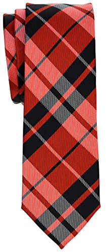 Retreez Herren Prämie Schmale Gewebte Krawatte Plaid Kariert 5 cm - rot und schwarz