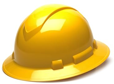 PYRAMEX Ridgeline Full Brim Hard Hat, 4-Point Ratchet Suspension, Yellow