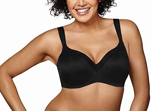Playtex Women's Secrets Coverage Underwire, Balconette T-Shirt Bra for Full Figures, Opaque, Black, 40F