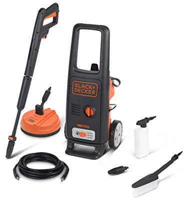 Black+Decker Idropulitrice ad alta pressione BXPW1600PE (1600 W, 125 bar, 420 l/h) con pulitore per patio e spazzola fissa