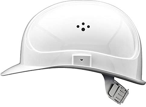 GUARD 5 - BAU-Schutzhelm - DIN EN 397 - Einstellbarer Arbeitshelm - Bauarbeiterhelm Schutzhelm Bauhelm - mit 6-Punkt Gurtband mit Leder Schweißband an der Stirn (Weiß)