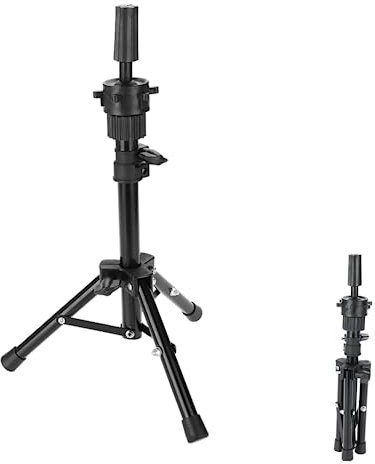 Mannequin Head Stand Adjustable Wig Tripod Metal for Hairdressing Training Holder Cosmetology Aluminum Heads Manikin Dolls Styling Black