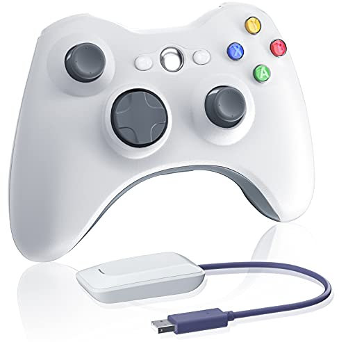 Controlador inalámbrico para Xbox 360, 2.4GHZ Gamepad Joystick Control remoto para Xbox 360 S Consola y PC Windows 7,8,10 (Blanco)