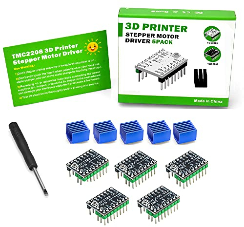 KOOKYE Stepper Motor Driver TMC2209 Stepstick Stepper with Heat Sink Screwdriver for 3D Printer Ramps1.4 MKS SGEN-L, 5 Pcs