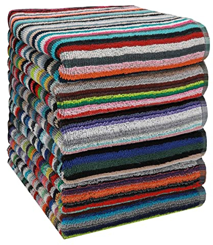 Betz 6er Set Küchentücher Geschirrtuch Handtuch 100% Baumwolle HELGOLAND Größe 50 x 90 cm Grubentuch Küchentuch Allzwecktuch Streifen bunt