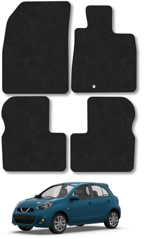 Nissan Micra (2010-2017) Carpet Car Mats | Black Edge Trim Tailored Fit Floor Mats Full Coverage Protection Accessories Easy Clean Anti Slip Made in the UK