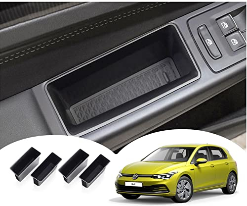 GAFAT V-W Golf 8 8.5 MK8 GTI GTE GTD R Variant Alltrack 2020-2024 2025 Aufbewahrungsbox, Golf 8 Vorderseite Türgriff Armlehne Aufbewahrungsbox Entwickelt für Autotür (Vordertür Hintertür 4 Stück)
