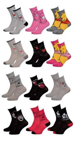 OZABI - Chaussettes femme LICENCE Fantaisie-Assortiment modèles photos selon arrivages- Pack de 9 paires Surprise Winnie l'Ourson 36/41