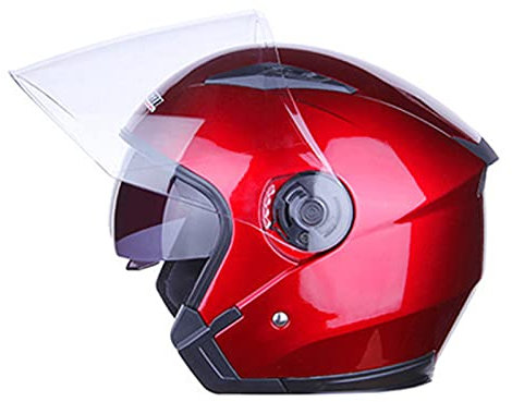 Demi-Casque Rétro Ouvert Moto Adulte Casque Moto Jet Vintage Casques Moto Bols Hommes Femmes Adulte Certification DOT/ECE Casque 3/4 Open Face Moto Casque De Protection,Rouge,XXL