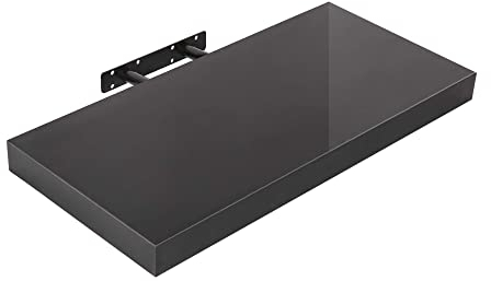 Edaygo Wandboard Wandregal Bücherregal Hängeregal Regal Freischwebend, 110 x 23,5 x 3,8 cm, Hochglanz-schwarz
