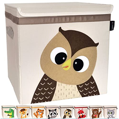 Babies1st faltbare Aufbewahrungsbox mit Filzapplikation und Deckel, Storage Box:Eule