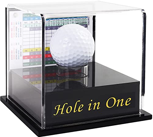 HYYPME Golfball-Vitrine für Loch in einem Ball mit Scorecard-Display, Golf-Geschenke, Zubehör für Männer und Frauen (Inhalt: Loch in einem)
