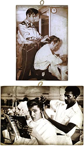 KUSTOM ART 2 Stück Vintage Bild Serie berühmte Schauspieler Elvis Presley Holzdruck Restaurant Pizzeria Bar Hotel