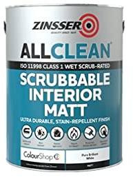 Zinsser AllClean Scrubbable Interior Matt White Brush Paint 5L