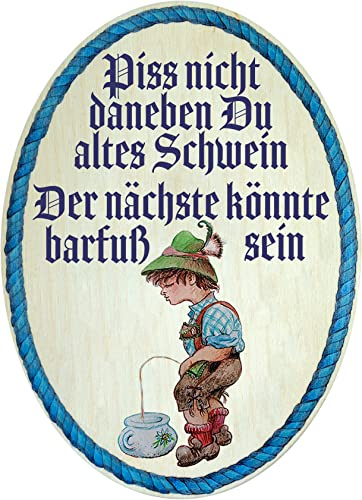 Kaltner Präsente Geschenkidee - Geschenkartikel Deko Türschild im Antik Design Dekoartikel Toilette WC Piss nicht daneben (18 x 13 cm)