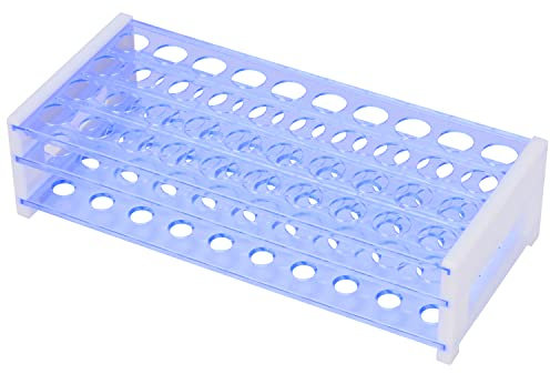 stonylab Reagenzglasgestell, 3-Stöckiges Abnehmbares Blaues Kunststoff Reagenzglasgestell Röhrchenhalter Ständergestell für Wissenschaftliche Laborexperimente, 18 mm, 40 Plätze