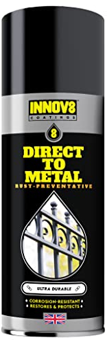 INNOV8 COATINGS Direct To Rust Black Gloss Spray Paint 400ml – Use on Metal, Wood, Furniture & Rusted Surface – Anti-Corrosive, 3 in 1 Primer