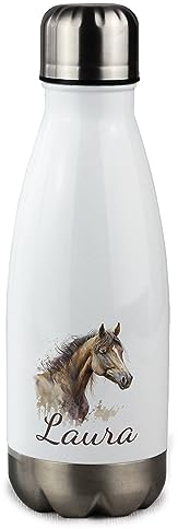 GRAZDesign Trinkflasche Pferd personalisiert Kinder Geschenk zur Einschulung - Edelstahl Thermosflasche - BPA frei, auslaufsicher Kindertrinkflaschen für Schule Kindergarten 350ml