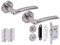 HANDLEZONE® Ursa Door Handles on Rose Bathroom Lock Pack with 75mm Ball Bearing Hinges and 76mm Lock - Dual Polished/Satin Nickel
