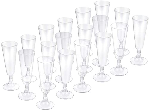 eMKay® Clear Plastic Champagne Flutes/Glasses 140ml - Pack 24 (Pack of 1)