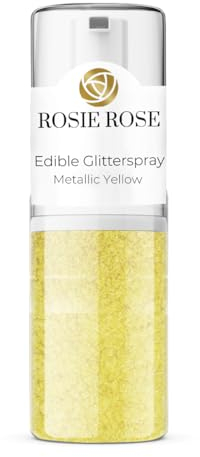 ROSIE ROSE | Essbares Glitterspray - 5g (Metallic Yellow) | mit Sprühfunktion & einfache anwendung | für Kuchendekoration, Tortendekoration zum Backen & Kochen