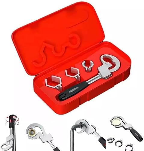 Clé à cliquet à double extrémité réglable Generic pour lavabo de salle de bain, cuisine, Wrench de 80 mm, Alliage d'aluminium, Brossée