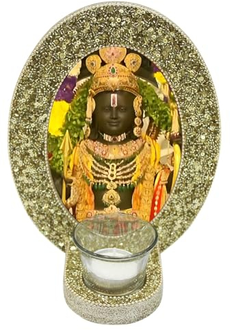 Ayodhya Lord Ram Lalla Ji Picture/Ram Lalla Ji Photo Frame with Tealight Cup for Blessings Gold Colour (Pack Of 1)