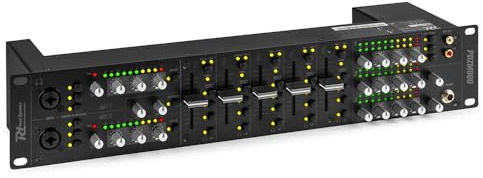Power Dynamics PDZM800 Audio Mischpult 3-Zonen Mixer für Lautsprecher Installationen - DSP, 5 Input + 2 MIC Input Kanäle, Talkover, CUE, 19 Rack 2U, XLR, Klinke, +48V Phantom