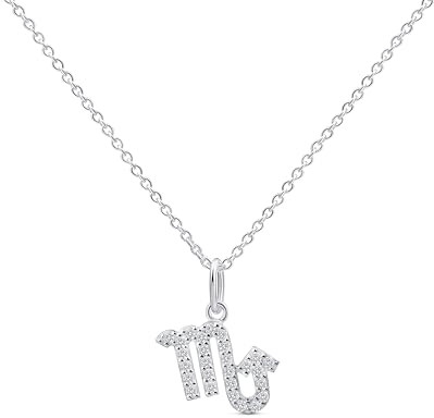 Amberta Collana Segno Zodiacale in Argento Sterling 925 con Zirconi per Donna:Collana Segno Zodiacale Scorpione