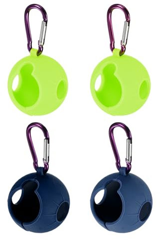 PATIKIL Golf Ball Holder, 4 Pack Silicone Balls Carrier Protective Portable Sleeve with Buckle for Golf Bag Belt, Green, Blue