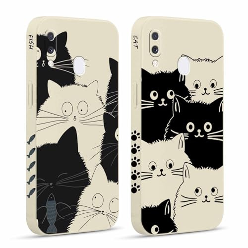 Pnakqil 2 stück Handyhülle für Samsung Galaxy A20e 5,8, Hülle Katze Fisch Muster Aesthetic Interessant Design süß Ästhetik Schön Mädchen Kameraschutz Stoßfeste Case Silikon Schutzhülle Tasche