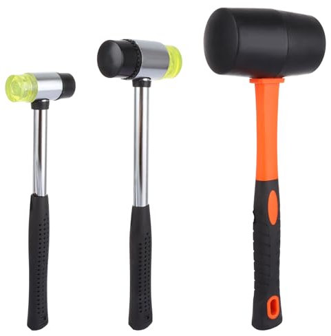 3 Pcs Rubber Mallets, 23.5/30/34 cm Camping Mallet Set Double-Faced, Shockproof Rubber Hammer with Cushion Grip, Nonslip Mallet Hammer for Flooring, Tile, Crafts, Wood Work, Camping