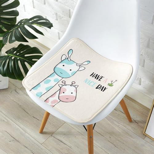 champracer Quadratische Stuhlkissen Kinder,Sitzkissen Kinder,Sitzkissen Schule Babys, für Home Office Auto Kinderschule (Niedliche Giraffe, 25cm*25cm)