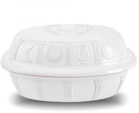 Romertopf Clay Roaster | 50 Years Anniversary Edition | Non-Stick Dutch Oven | Healthy Pot Cooking | Clay Baker | Versatile Cooking Vessel - 5.2 Quarts (5 Liters) for up to 8 people - White