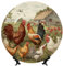 STVYUKL Assiettes décoratives en céramique motif poules et la ferme - Assiette décorative en porcelaine anglaise avec présentoir - Ornement en céramique faite à la main pour la maison et le bureau -